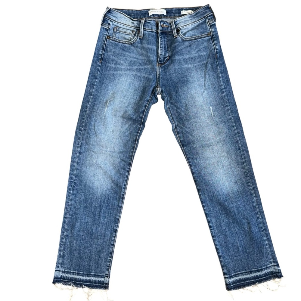 Banana Republic Women’s Straight Crop Jeans Size 26 Raw Hem Mid Rise Denim